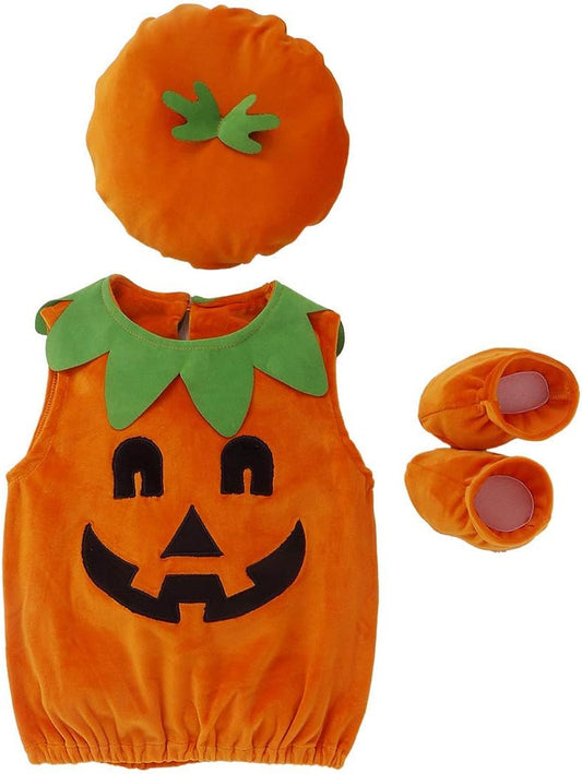 Toddler Baby Girl Boy Halloween Pumpkin Costume Sleeveless Tee Top with Hat Outfits V1259-DP01-A-3358