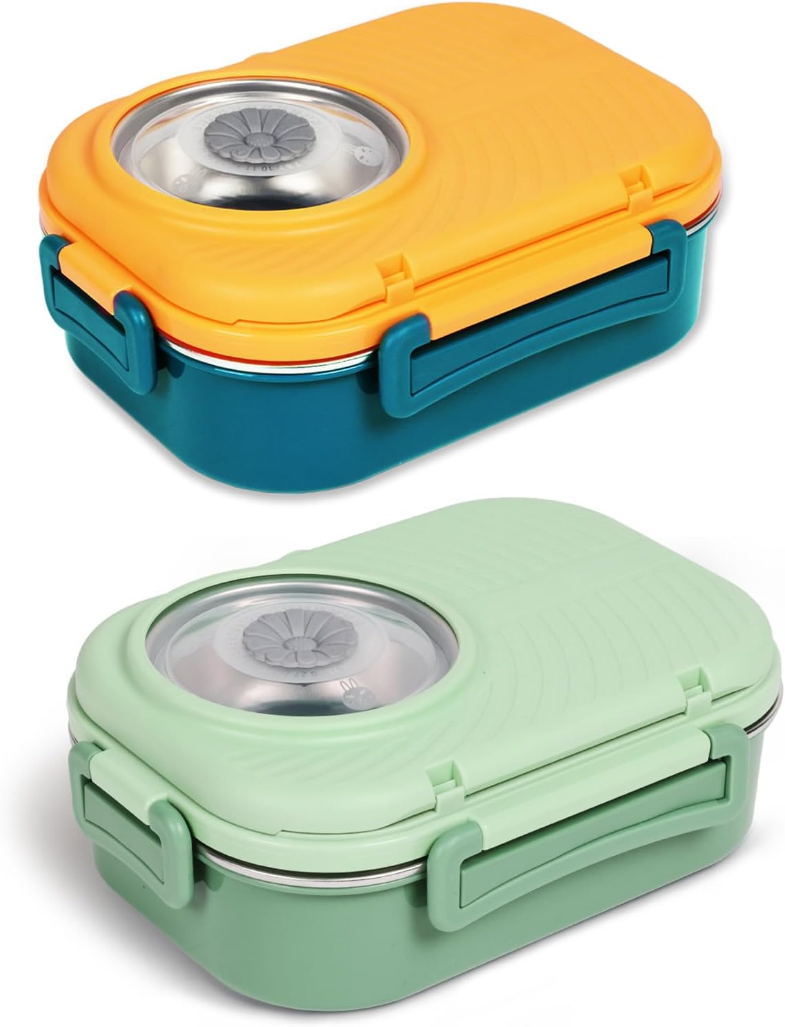 Stainless Steel Bento Lunch Box for Kids and Adults (Yellow and Green) V1259-DP01-A-3363