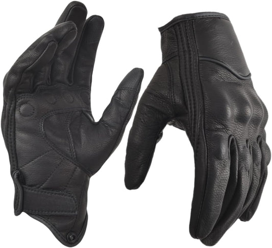 Motorcycle Leather Gloves for Men Touchscreen Motocross Gloves Moto Gloves Dirt Bike Biker Riding Gloves Black V1259-DP01-A-3365
