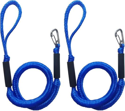 Boat Bungee Dock Lines Boat Marine Rope, Jet Ski Dock, Boating Seadoo Pontoon Waverunner Accessories (Blue, 2 V1259-DP01-A-3370