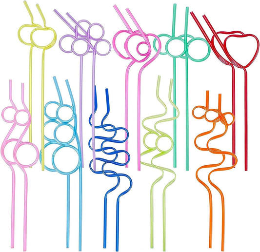 20 Pcs Crazy Straws,Reusable Silly Colorful Drinking Straws Creative Bar Twirly Colorful Fun Varied Twists V1259-DP01-A-3372