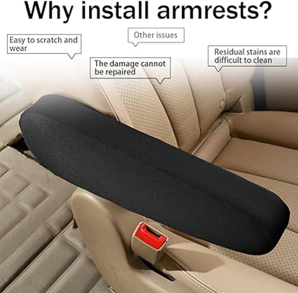 2PC Car Front Seat Armrest Covers,Universal Size Seat Arm Rest Cover,Flat Cloth Fabric Armrest Cover,Car V1259-DP01-A-3373