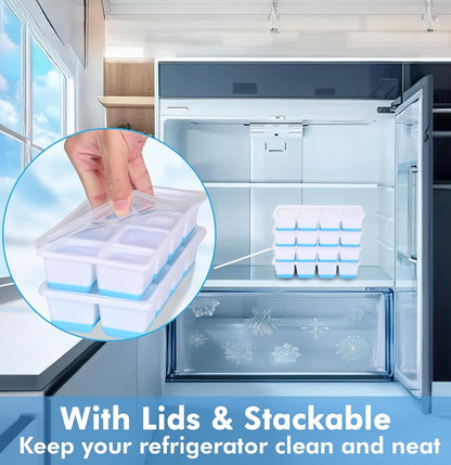 Large Ice Cube Mold with Lid, 2 Pack Silicone Big Square Ice Cube Trays with Lids BPA Free, Easy-Release & V1259-DP01-A-3376