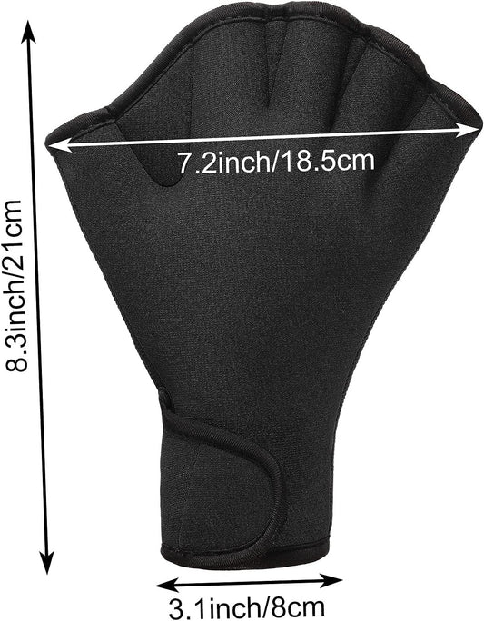 2 Pairs Swimming Gloves Swim Training Gloves Neoprene Gloves Webbed Fitness Water Resistance Training Gloves V1259-DP01-A-3379
