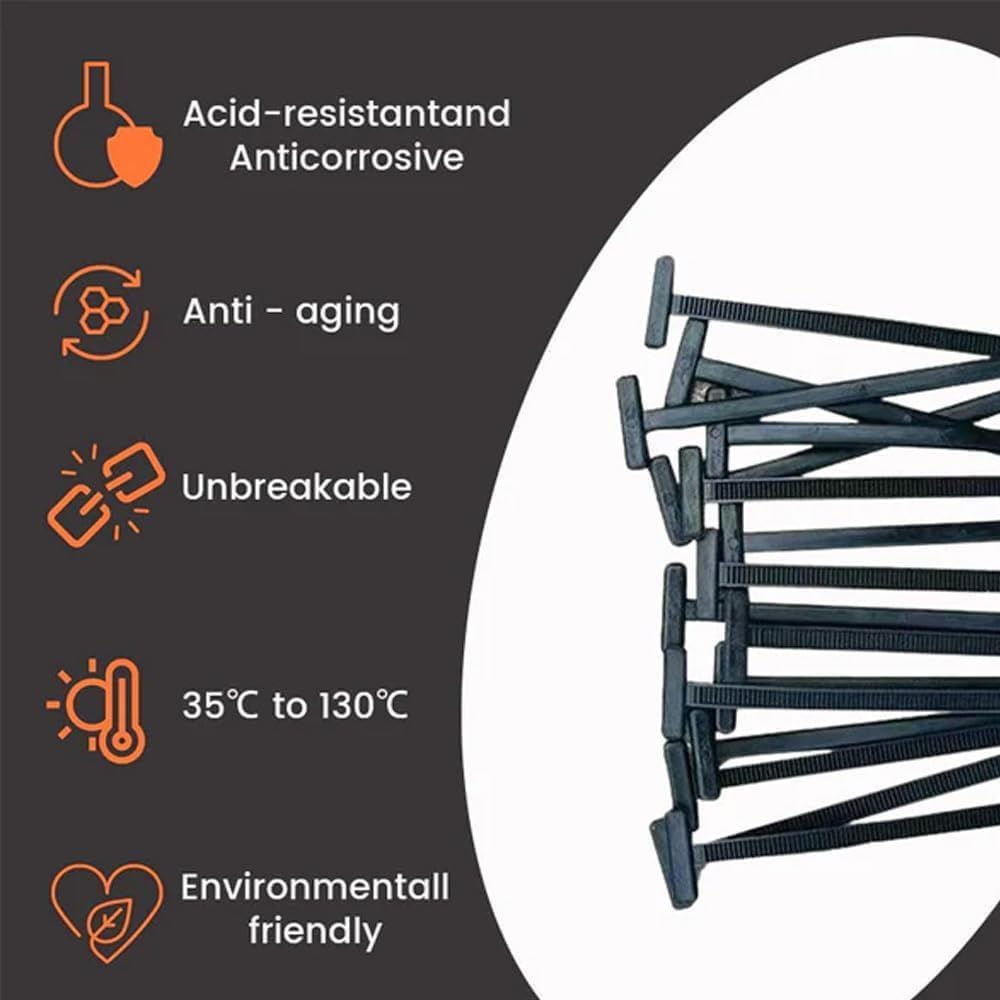 100PCS Nylon Universal Cable Tie Buckle - Heavy Duty Self-Locking Zip Ties Holder with Pin & Button Design, V1259-DP01-A-3385