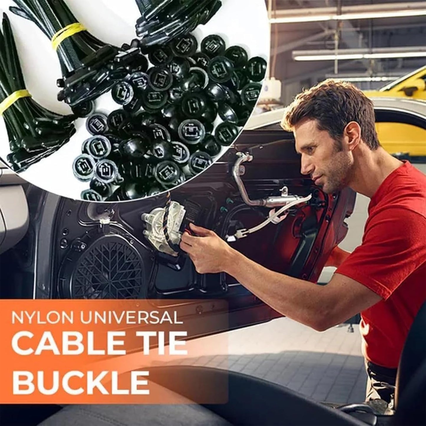 100PCS Nylon Universal Cable Tie Buckle - Heavy Duty Self-Locking Zip Ties Holder with Pin & Button Design, V1259-DP01-A-3385