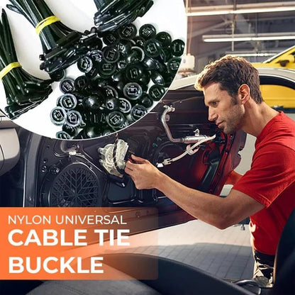 100PCS Nylon Universal Cable Tie Buckle - Heavy Duty Self-Locking Zip Ties Holder with Pin & Button Design, V1259-DP01-A-3385