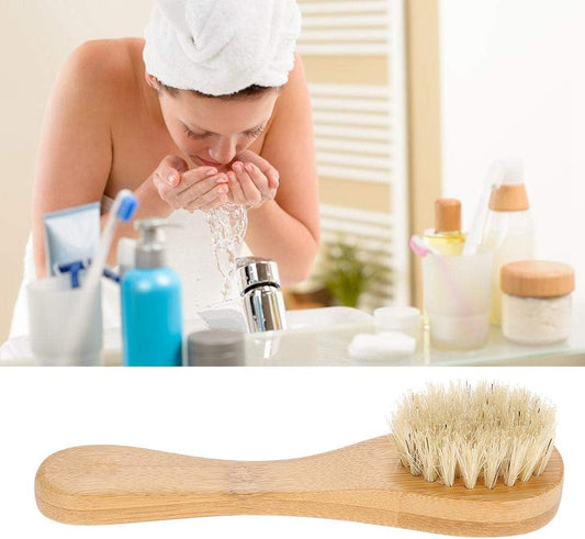 Face Brush, Wooden Handle Manual Face Dry Brush, Bristles Exfoliating Face Brushes for Dry Brushing and V1259-DP01-A-3389