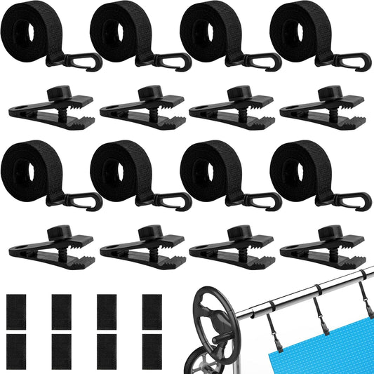 24 Pcs Pool Solar Cover Reel Attachment Kit, Inground Swimming Pool Solar Cover Straps and Clips, Solar V1259-DP01-A-3391