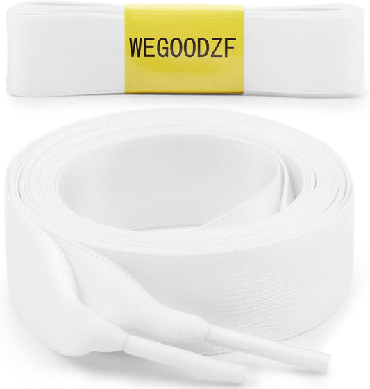 Flat Satin Ribbon Shoelaces: 2cm Wide Silk Shoe Laces for Women -2 Pair V1259-DP01-A-3394