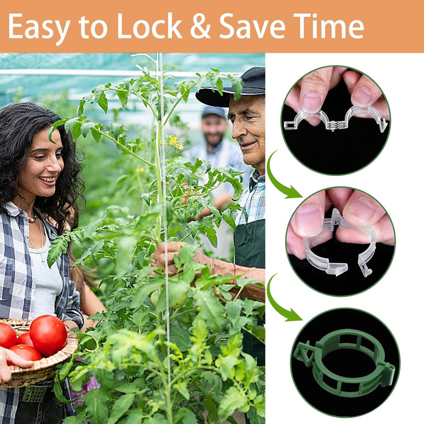 Tomato Clips for Climbing Plants, 300 Pcs Reusable Plastic Tomato Plant Clips for Climbing Plants,Tomato V1259-DP01-A-3395