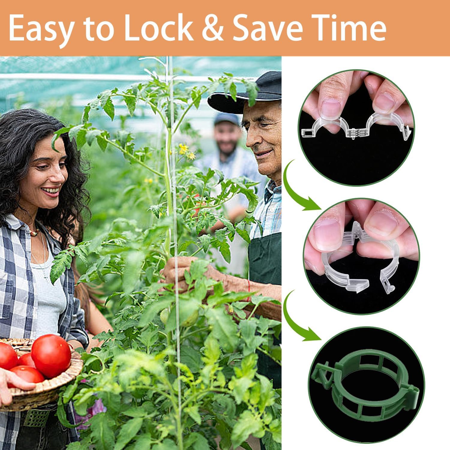 Tomato Clips for Climbing Plants, 300 Pcs Reusable Plastic Tomato Plant Clips for Climbing Plants,Tomato V1259-DP01-A-3395