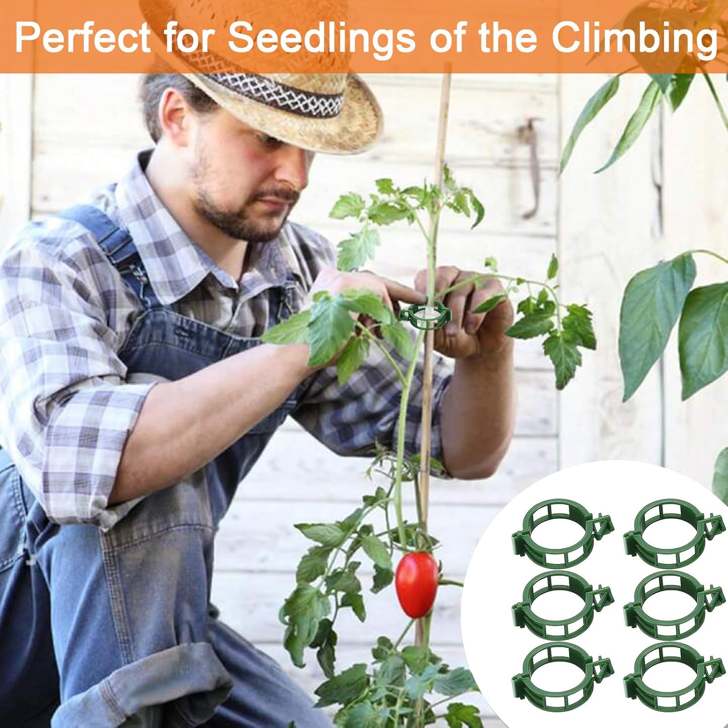 Tomato Clips for Climbing Plants, 300 Pcs Reusable Plastic Tomato Plant Clips for Climbing Plants,Tomato V1259-DP01-A-3395
