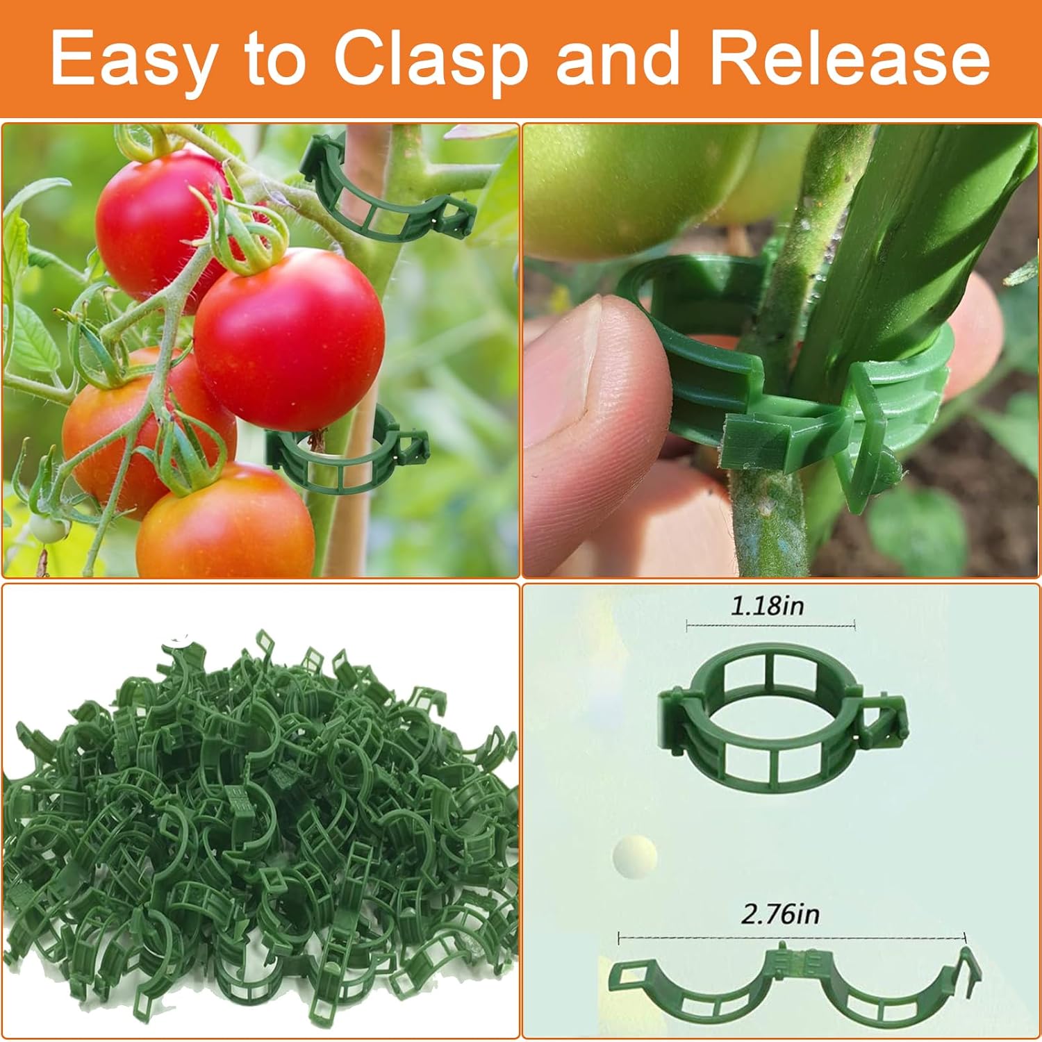 Tomato Clips for Climbing Plants, 300 Pcs Reusable Plastic Tomato Plant Clips for Climbing Plants,Tomato V1259-DP01-A-3395