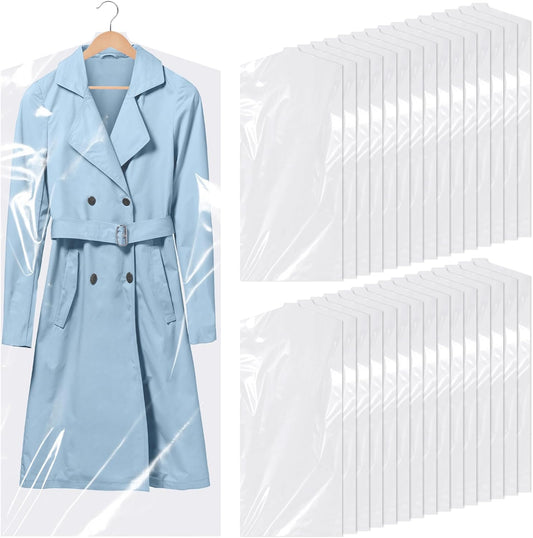 30 Pack Clear Garment Bags, 23.6 x 59.1 Inch Plastic Garment Bags Dustproof, Long Clothes Covers, Waterproof V1259-DP01-A-3397