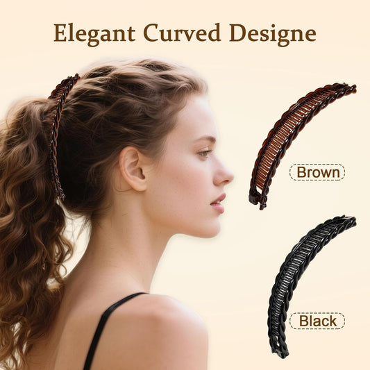 2-Pack Banana Hair Clips - Hair Claws for Thick Curly Hair, Non-Slip Vintage Clincher Combs for Women, 80s V1259-DP01-A-3402
