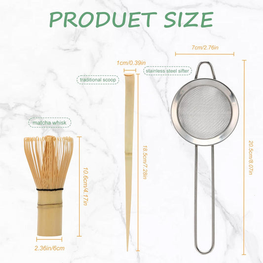 Matcha Whisk Set,Bamboo Matcha Whisk Set,Bamboo Matcha Whisk (Chasen),Traditional Scoop (Chashaku),Stainless V1259-DP01-A-3403
