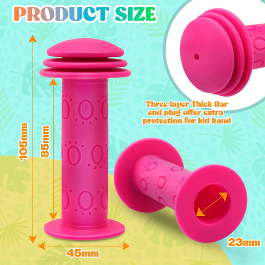 Kids Bike Handlebar Grips,Bike Handle Grips for Boys Girls,105mm Non-Slip Soft Rubber with Mushroom Suitable V1259-DP01-A-3404