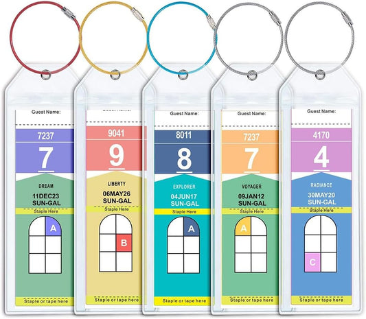5Pcs Cruise Luggage Tag Holder, Luggage Tags for Suitcases, Waterproof Suitcase Tags with Stainless Steel V1259-DP01-A-3405