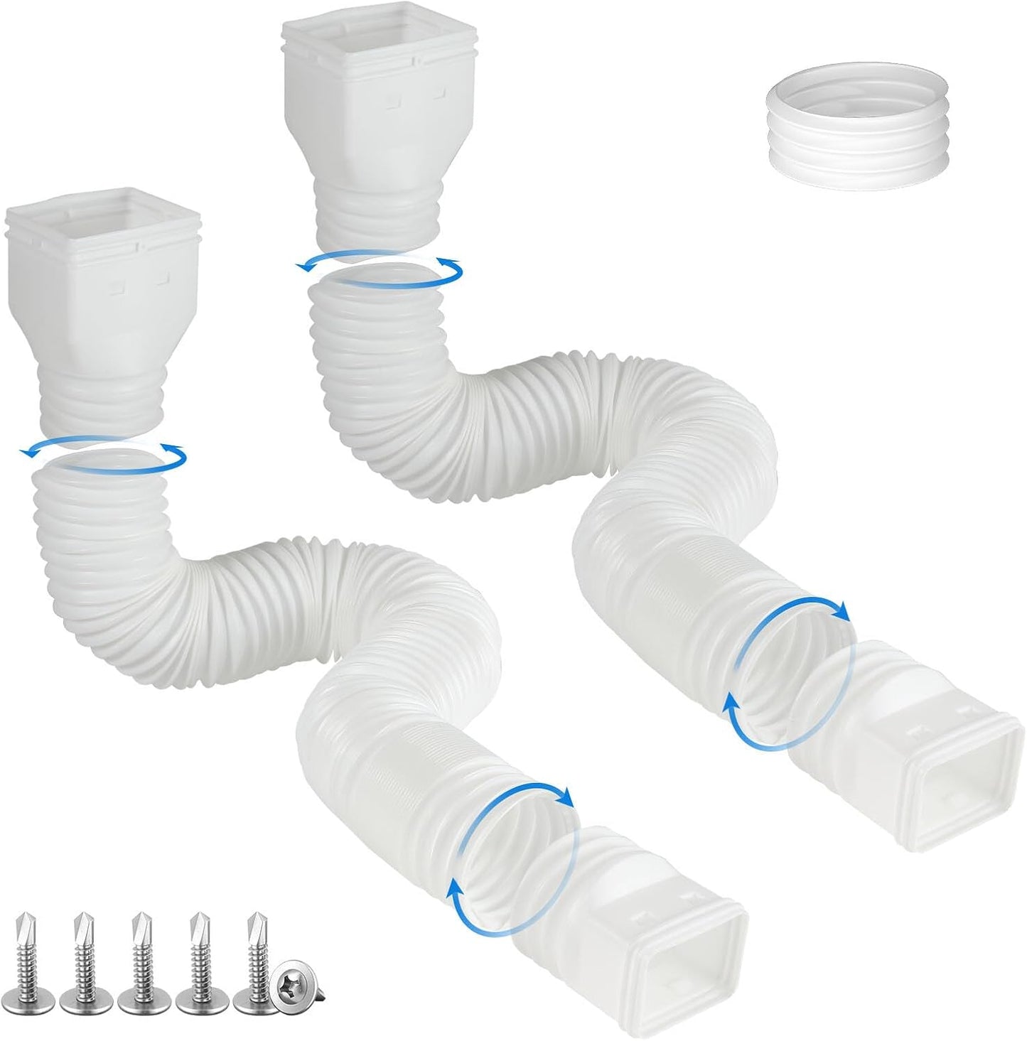 2 Pack Rain Gutter Downspout Extensions, Flexible Downspout Extender with 58"+68" Extendable Pipes for Rain V1259-DP01-A-3409