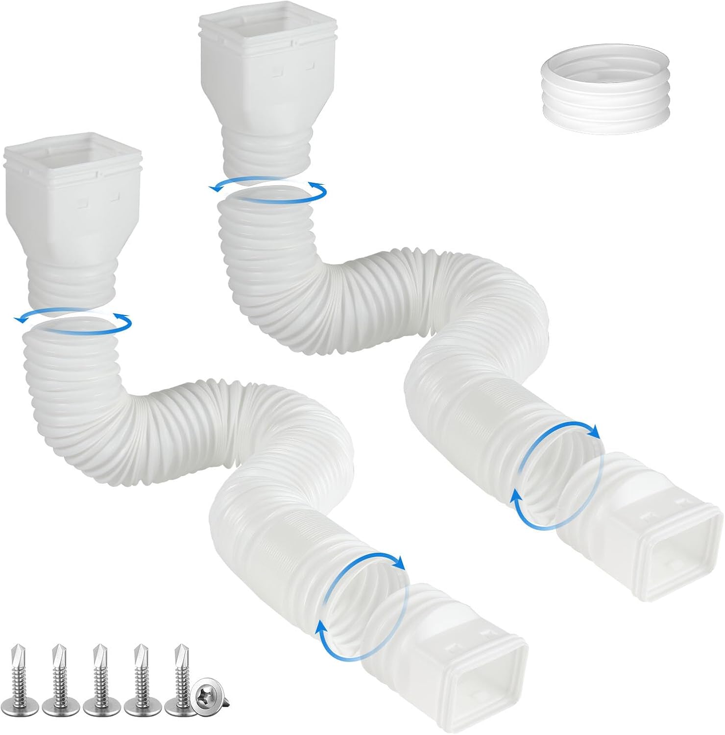 2 Pack Rain Gutter Downspout Extensions, Flexible Downspout Extender with 58"+68" Extendable Pipes for Rain V1259-DP01-A-3409