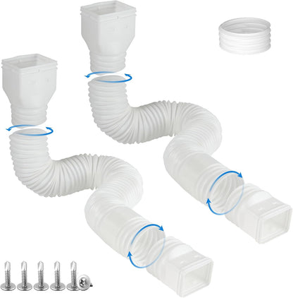 2 Pack Rain Gutter Downspout Extensions, Flexible Downspout Extender with 58"+68" Extendable Pipes for Rain V1259-DP01-A-3409