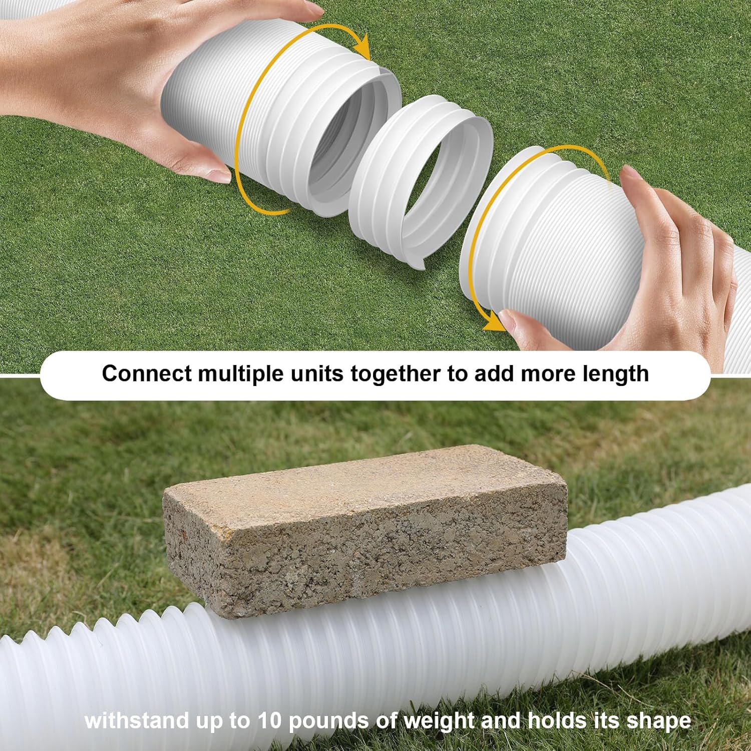 2 Pack Rain Gutter Downspout Extensions, Flexible Downspout Extender with 58"+68" Extendable Pipes for Rain V1259-DP01-A-3409