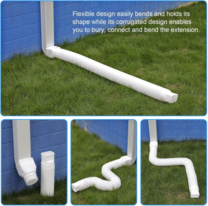 2 Pack Rain Gutter Downspout Extensions, Flexible Downspout Extender with 58"+68" Extendable Pipes for Rain V1259-DP01-A-3409