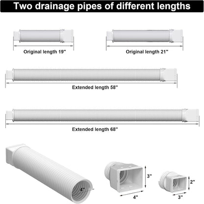 2 Pack Rain Gutter Downspout Extensions, Flexible Downspout Extender with 58"+68" Extendable Pipes for Rain V1259-DP01-A-3409