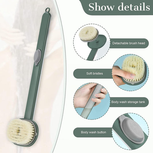 Long Handle Bath Massage Cleaning Brush with Soap Dispenser for Men Women Elderly Body Back Scrubber Storable V1259-DP01-A-3414