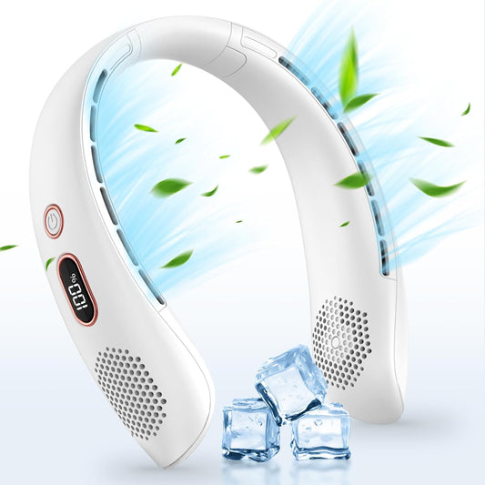 Portable Neck Fan, Hands Free Bladeless Neck Fan Rechargeable 3 Speeds & LCD Display, Battery Operated V1259-DP01-A-3416