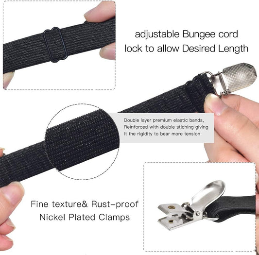 Adjustable Bed Sheet Clips, Sheet Fasteners Holder Straps and Suspender, Gripper, Extend From 8" to 23" Long V1259-DP01-A-3422