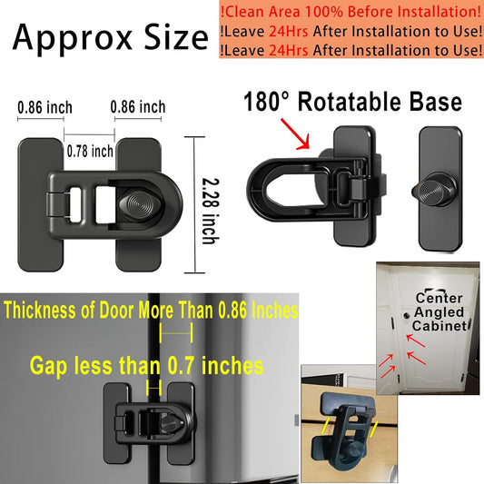 2-Pack Refrigerator Lock Baby Proofing for Cabinet Door Drawer Freezer RV Oven Cupboard Closet Kitchen, 90 V1259-DP01-A-3424