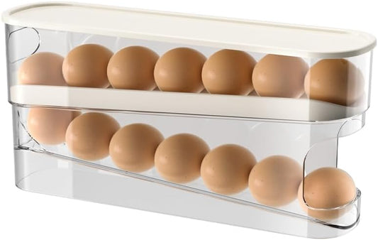 Egg Storage for Fridge, Space-Saving Rolling Eggs Dispenser for Refrigerator Storage, Made of Sturdy, Clear V1259-DP01-A-3425