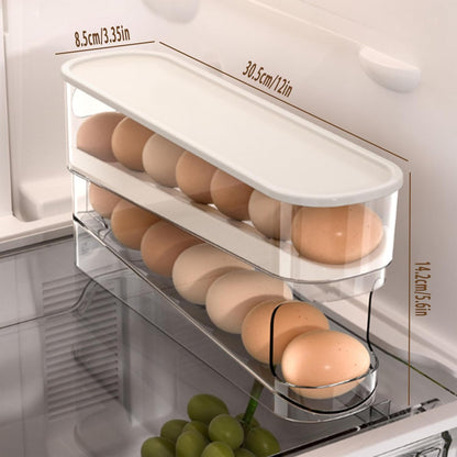 Egg Storage for Fridge, Space-Saving Rolling Eggs Dispenser for Refrigerator Storage, Made of Sturdy, Clear V1259-DP01-A-3425