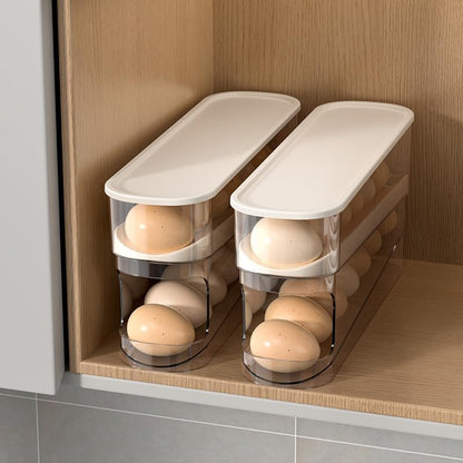 Egg Storage for Fridge, Space-Saving Rolling Eggs Dispenser for Refrigerator Storage, Made of Sturdy, Clear V1259-DP01-A-3425