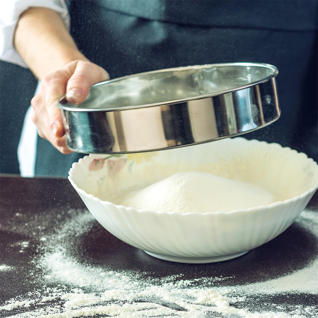 Flour Sieve Fine Mesh Stainless Steel Round Sifter 6 Inch 60 Mesh Sieves Strainer for Baking Straining V1259-DP01-A-3426
