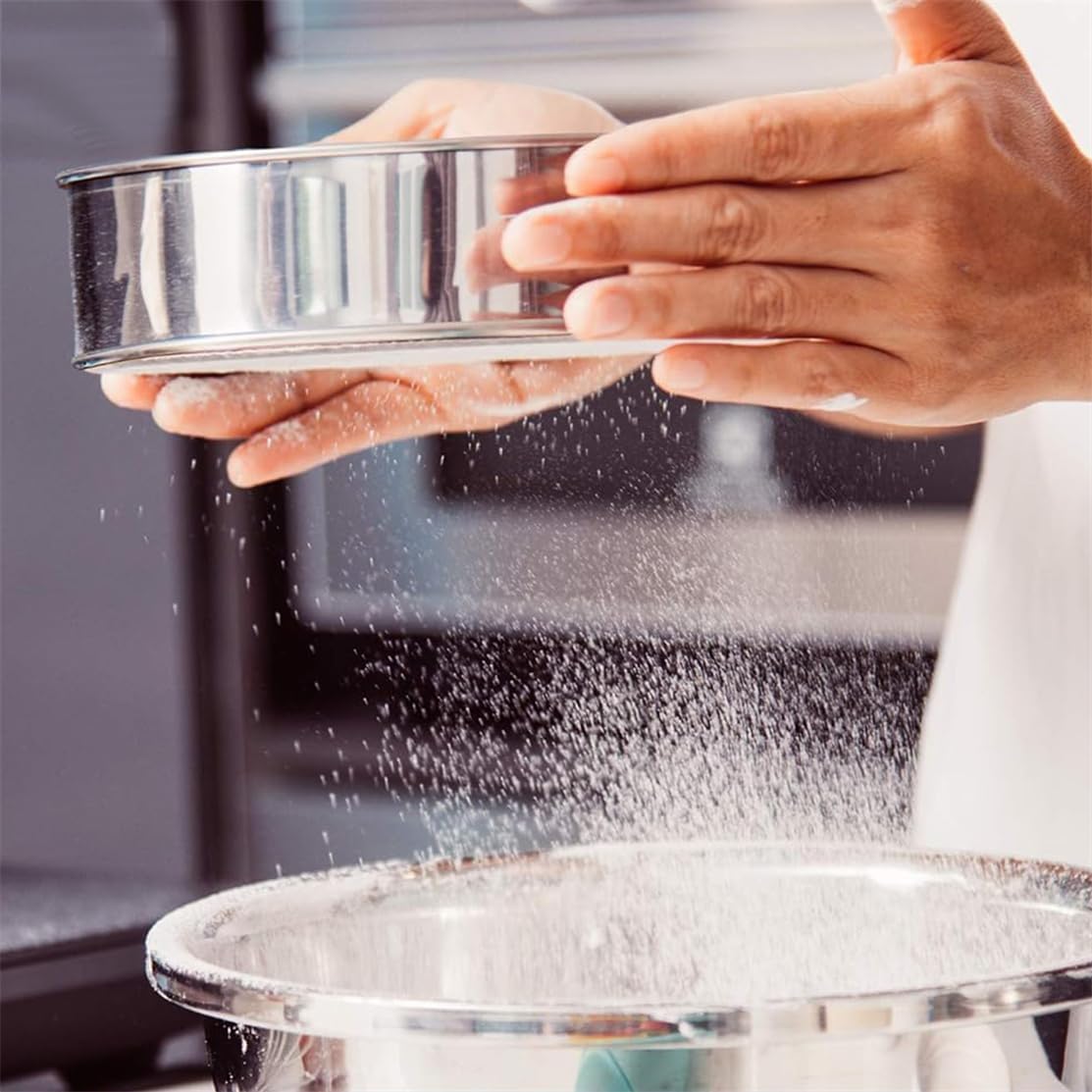 Flour Sieve Fine Mesh Stainless Steel Round Sifter 6 Inch 60 Mesh Sieves Strainer for Baking Straining V1259-DP01-A-3426