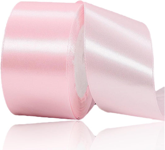 Blush Pink Ribbon 2 Inch x 25 Yards, Satin Fabric Ribbon for Christmas Gift Wrapping, Bows Making, Floral V1259-DP01-A-3427