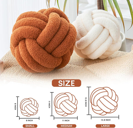 Decorative Throw Knot Pillow Ball for Home Chair Sofa Couch Bed Aesthetic Round Decor Pillows Lambswool V1259-DP01-A-3431