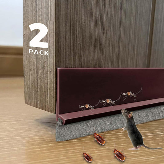 2 PCS Door Brush Bottom, Draft Stopper with Brush for Exterior Door, Bottom Seal Strip for Protection Against V1259-DP01-A-3434