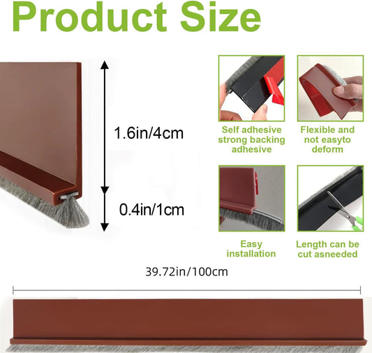 2 PCS Door Brush Bottom, Draft Stopper with Brush for Exterior Door, Bottom Seal Strip for Protection Against V1259-DP01-A-3434