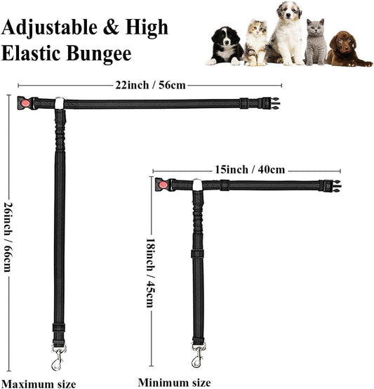 Dog Seat Belts for Car, 2 Pcs Dog Tether with Elastic Bungee Buffer, Adjustable Dog Car Seatbelts and Strong V1259-DP01-A-3435