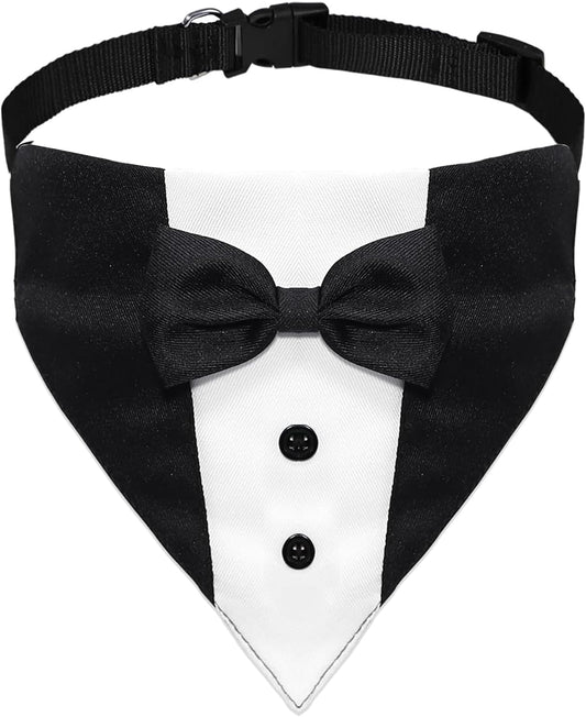 Dog Tuxedo, Formal Dog Wedding Marriage Bandana Bow Tie Collar Adjustable Cat Costume Pet Party Tux for V1259-DP01-A-3437