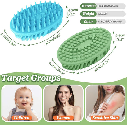Soft Silicone Body Scrubber 2PCS, Dual-Side Silicone Loofah for Shower, Gentle Loofa Alternative, Replaceable V1259-DP01-A-3438