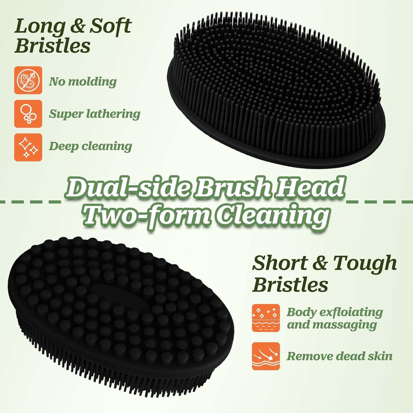 Soft Silicone Body Scrubber 2PCS, Dual-Side Silicone Loofah for Shower, Gentle Loofa Alternative, Replaceable V1259-DP01-A-3438