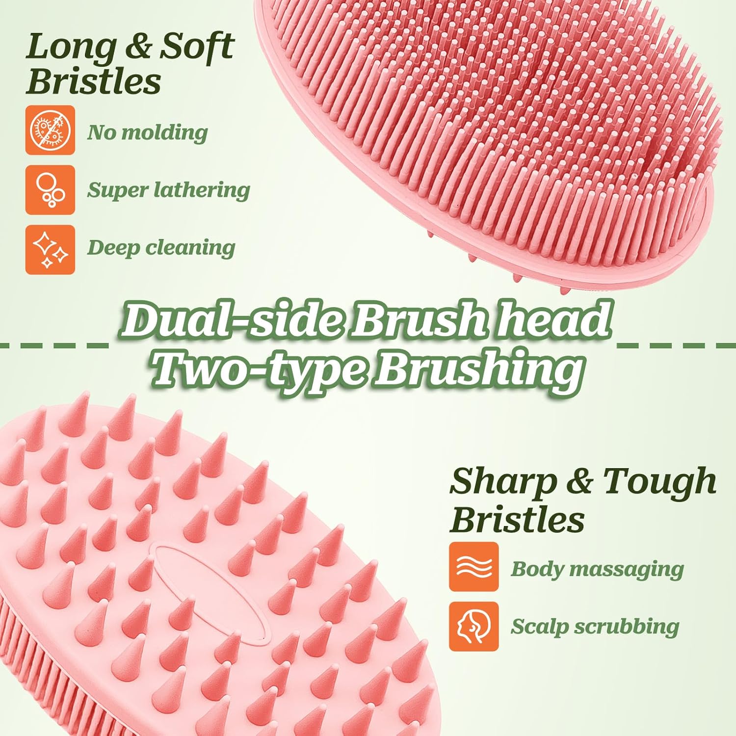 Soft Silicone Body Scrubber 2PCS, Dual-Side Silicone Loofah for Shower, Gentle Loofa Alternative, Replaceable V1259-DP01-A-3438