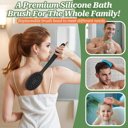 Soft Silicone Body Scrubber 2PCS, Dual-Side Silicone Loofah for Shower, Gentle Loofa Alternative, Replaceable V1259-DP01-A-3438