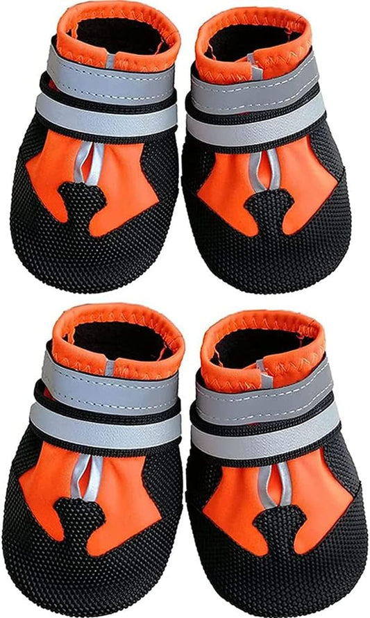 Dog Shoes, Waterproof Anti-Slip Dog Boots Snow Shoes with Two Reflective Straps, 4 Pcs Pet Paw Protectors V1259-DP01-A-3439