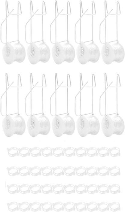 10 PCS Tomato Roller Hooks with String & 40 Clips, 49.2FT Twine Tomato Trellis Kit - Climbing Support for V1259-DP01-A-3441